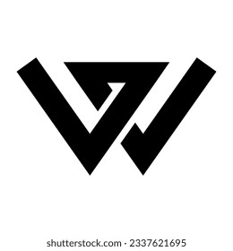Black Letter W Icon with Intersecting Lines on a White Background
