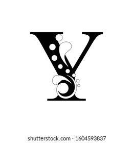black letter Y.  flower alphabet.  Beautiful capital letters 