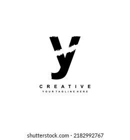 black letter Y logo design with brush strokes. Y design. is suitable for business logos, companies, product logos, etc. Y icon