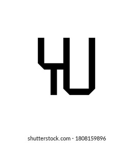 Letra negra icono del logotipo inicial YU UY. Elementos de plantilla de diseño de tipografía moderna.