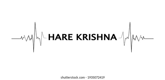 Black Lettering Hare Krishna With Heartbeat Diagram