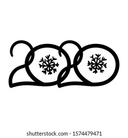 black lettering on white background 2020. New Year. vector illustration
