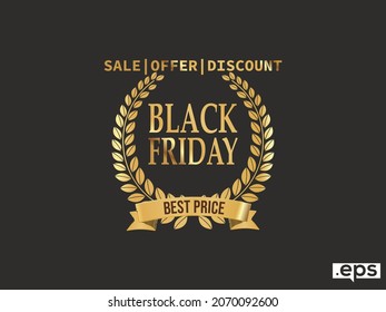 Black letters in gold Batch. Black friday sale logo collection Free Vector