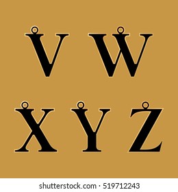 Black letters in gold on a gold background, vector image, isolated