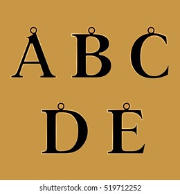 Black letters in gold on a gold background, vector image, isolated