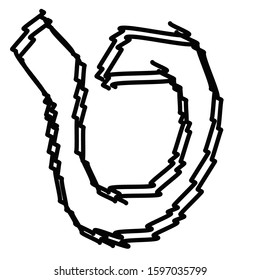 Black letters of the Hebrew alphabet. Hebrew children scribbles. Vector illustration on isolated background.