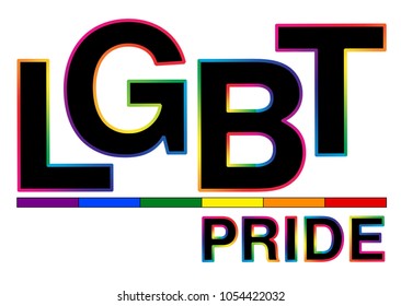 black LGBT Pride word with colorful stroke