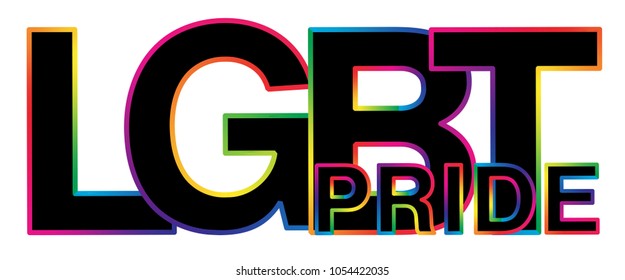 black LGBT Pride word with colorful stroke