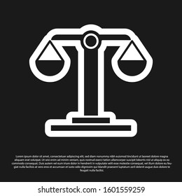 Black Libra zodiac sign icon isolated on black background. Astrological horoscope collection.  Vector Illustration