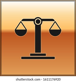 Black Libra zodiac sign icon isolated on gold background. Astrological horoscope collection.  Vector Illustration