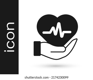 Black Life insurance icon isolated on white background. Security, safety, protection, protect concept.  Vector