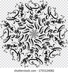 Black Life Matter Mandala Style Line Art. Vector seamless pattern. Calligraphy style line art mandala. Good for tattoo, card, print, zentangle background.