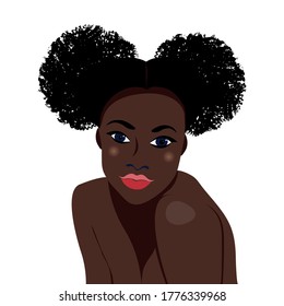 Black life matters. Portrait of a beautiful african woman with earring. Female portrait. Black beauty concept. Nations and races. American student. Vector flat illustration. Great for avatars.
