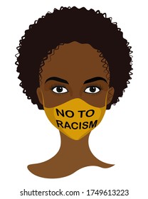 Black life matters. Social poster, banner. Stop racism, stop police violence. Face in the mask with the inscription. I can not breathe. Flat vector illustration. Revolt.