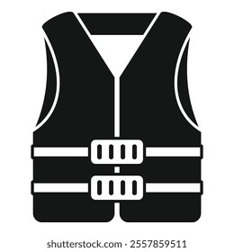 Black life vest icon, typically worn for safety and protection in water activities