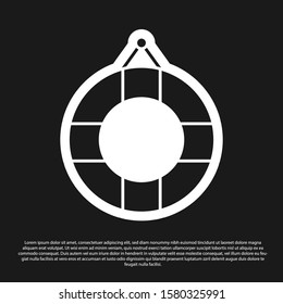 Black Lifebuoy icon isolated on black background. Lifebelt symbol.  Vector Illustration