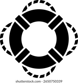 Black Lifeguard Buoy Icon with Rope