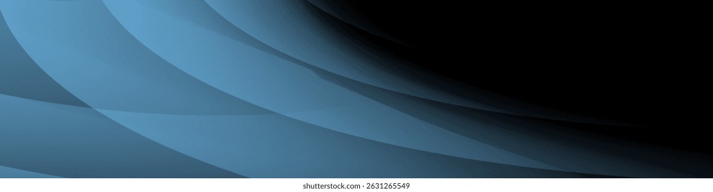 Black and light blue abstract banner with geometric pattern and gradient shades, dynamic curve shapes