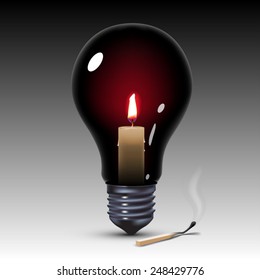 black light bulb with candle inside