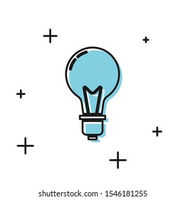 Black Light bulb with concept of idea icon isolated on white background. Energy and idea symbol. Inspiration concept.  Vector Illustration