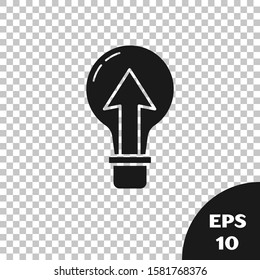 Black Light bulb icon isolated on transparent background. Energy and idea symbol. Lamp electric.  Vector Illustration