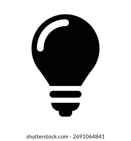 Icono de bombilla negra que representa la idea y la creatividad