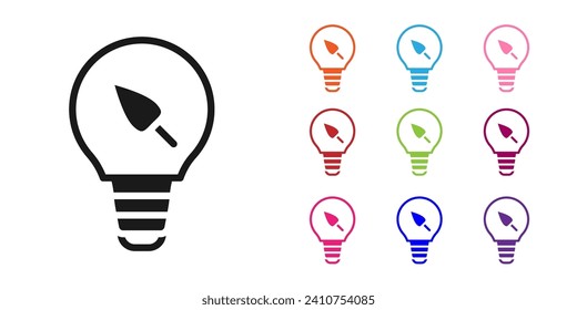 Black Light bulb with leaf icon isolated on white background. Eco energy concept. Alternative energy concept. Set icons colorful. Vector