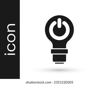 Black Light bulb with lightning symbol icon isolated on white background. Light lamp sign. Idea symbol.  Vector