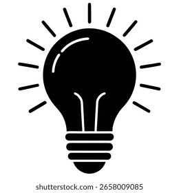 Bombilla de luz negra que irradia la innovación de la idea de la luz