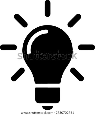 A black light bulb with rays or lines emanating from it, symbolizing ideas, inspiration, or innovation, set against a clean white background.