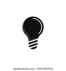 Black light bulb vector. Light bulb silhouette. Idea symbol icon. A simple light bulb isolated on a white background.