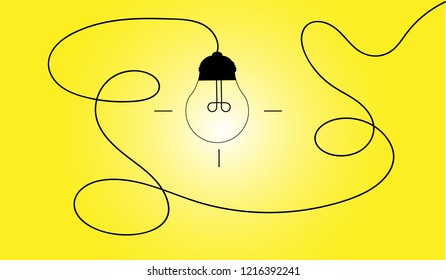 Black light bulb with yellow background vector EPS10