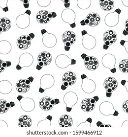 Black light bulbs seamless vector pattern background