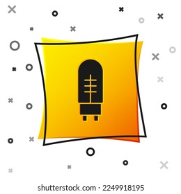 Black Light emitting diode icon isolated on white background. Semiconductor diode electrical component. Yellow square button. Vector