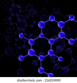 Black light infrared molecular microscopic molecule bond background texture pattern used for science chemistry and physics education, create by vector