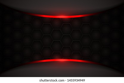 Black and light red abstract background. Tech geometric line metallic shape with pattern composition. Blank space on for text and background design. Can use for element cover, banner, corporate