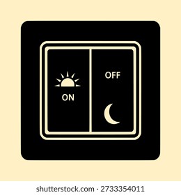 Black light switch icon with sun and moon symbols on and off positions