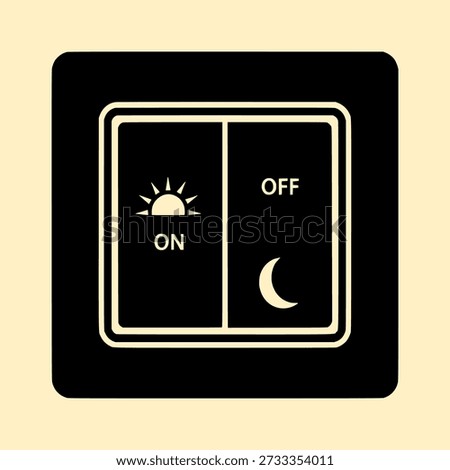Black light switch icon with sun and moon symbols on and off positions