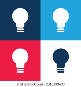 Black Lightbulb blue and red four color minimal icon set