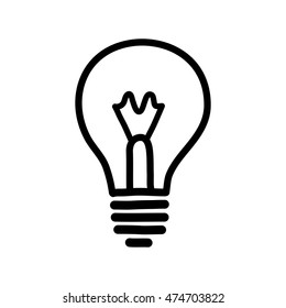Black lightbulb drawing on white background