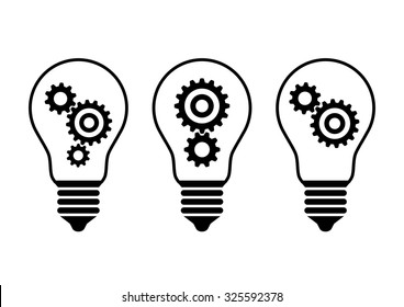 Black lightbulb icons on white background 