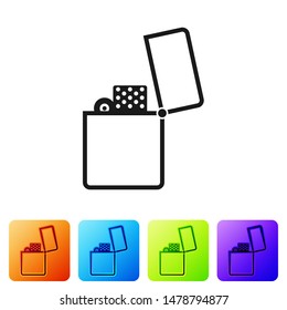 Black Lighter icon isolated on white background. Set icons in color square buttons. Vector Illustration