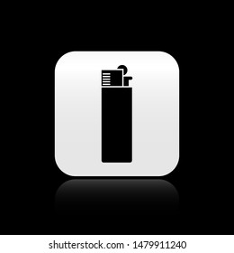 Black Lighter icon isolated on black background. Square button vector Illustration