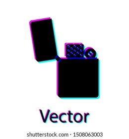 Black Lighter icon isolated on white background.  Vector Illustration