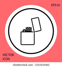 Black Lighter icon isolated on red background. White circle button. Vector Illustration
