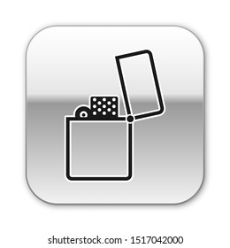 Black Lighter icon isolated on white background. Silver square button. Vector Illustration
