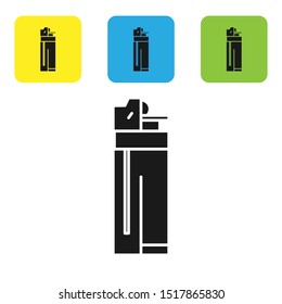 Black Lighter icon isolated on white background. Set icons colorful square buttons. Vector Illustration