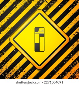 Black Lighter icon isolated on yellow background. Warning sign. Vector
