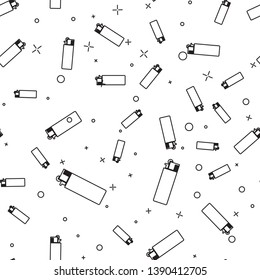 Black Lighter icon isolated seamless pattern on white background. Vector Illustration