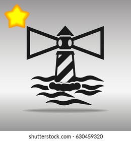 black Lighthouse Icon button logo symbol concept high quality on the gray background